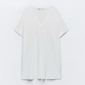 Zara Classic White V-Neck Tee